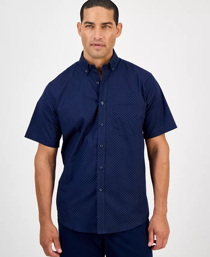 Men's Micro Dot Print Stretch Cotton Shirt