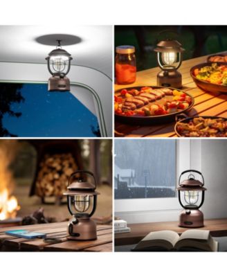 Vintage LED Rechargeable Metal Camping Lantern, Dimmable High Lumen Up to 1000LM, Outdoor Waterproof