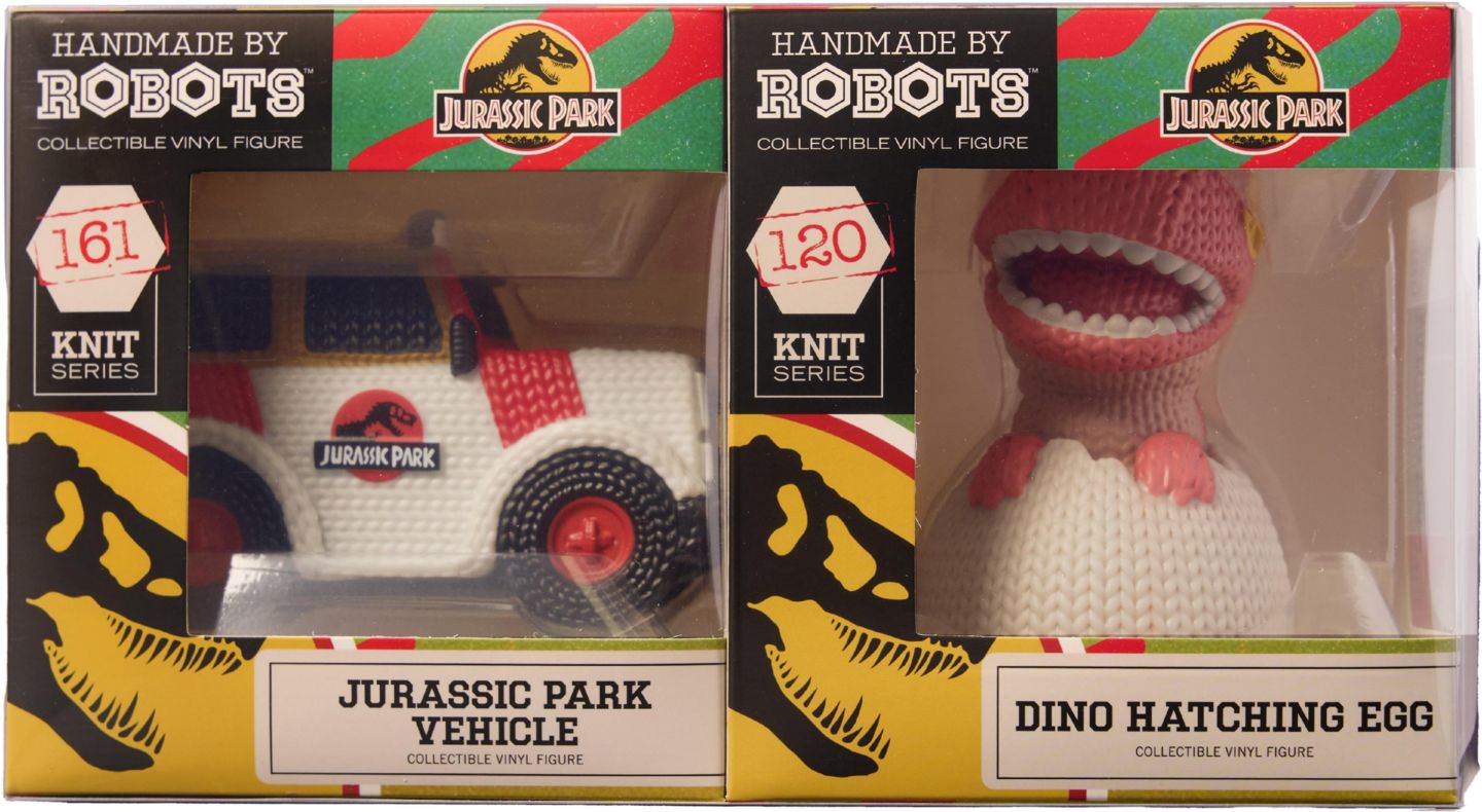 Детские фигурки Handmade By Robots Jurassic Park Dino Hatching Egg & Park Vehicle 2-Piece Collectible Set, от 13 лет — фото 1