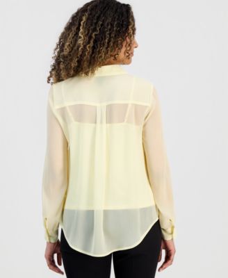 Petite Lined Sheer Blouse