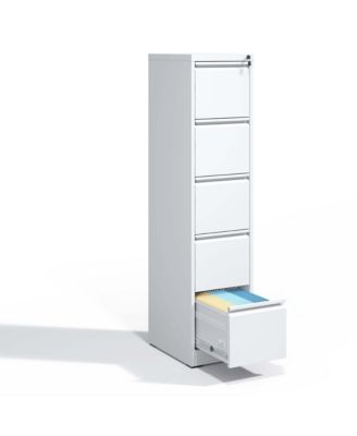 5 Drawer Metal Vertical File Cabinet with Lock Office Home Steel Vertical File Cabinet for A4 Legal/Letter Size