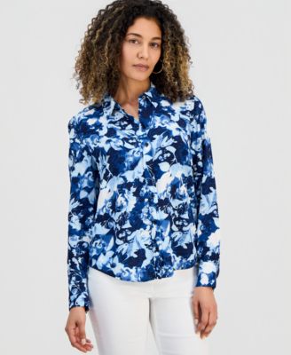 Petite Floral-Print Shirt