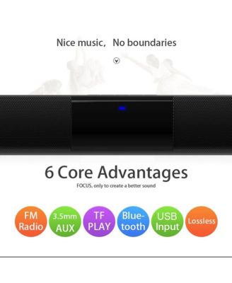 4-Speaker Surround Sound Bar with Wireless Subwoofer, Bluetooth 5.0 & FM Radio
