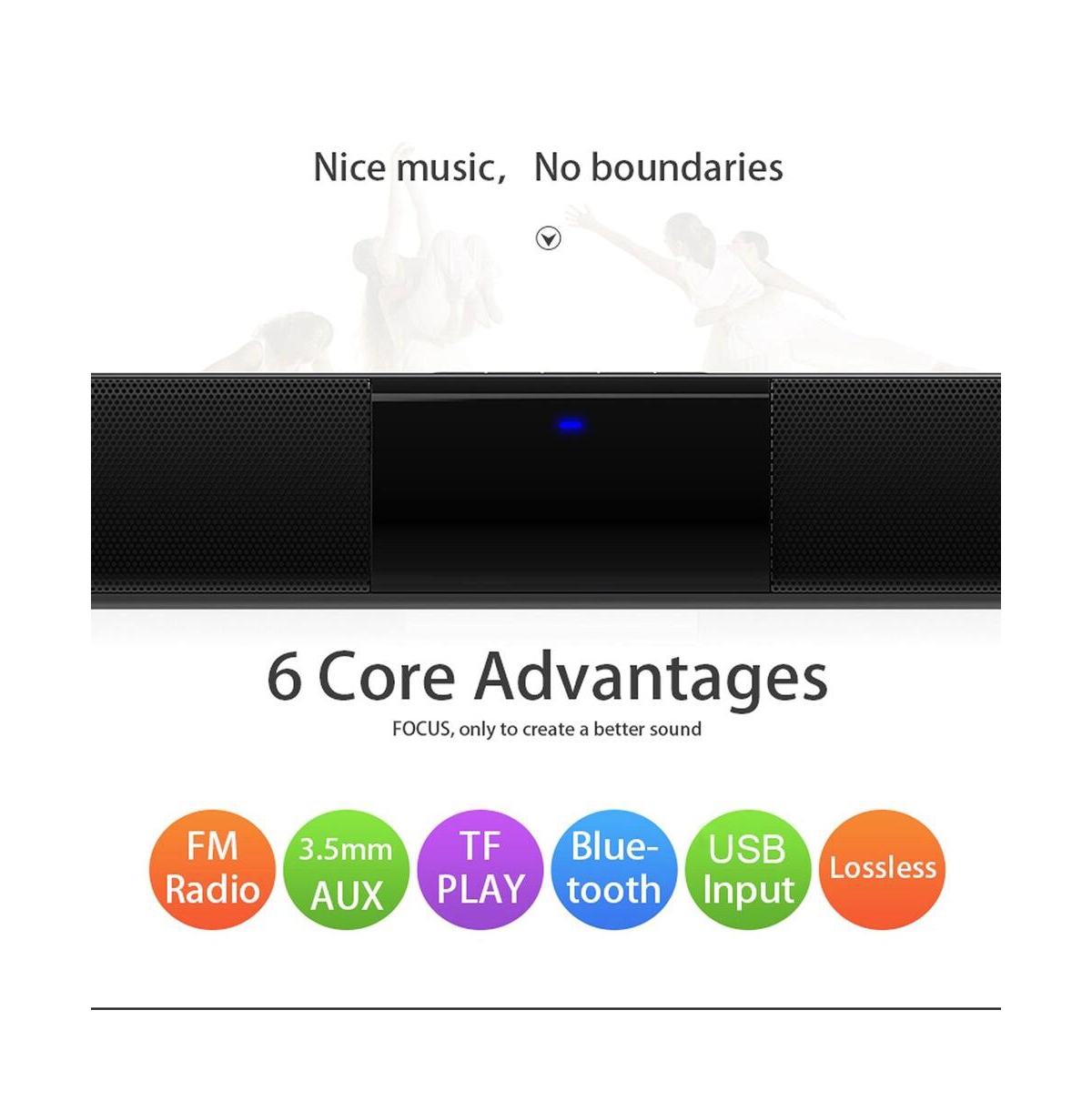 Artudatech 4-Speaker Surround Sound Bar with Wireless Subwoofer, Bluetooth 5.0 & Fm Radio