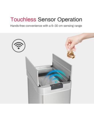 16 Gallon Stainless Steel Slim Motion Sensor with Butterfly Lid Trash Can