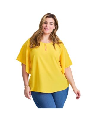 Women's Flutter Sleeve Keyhole Blouse