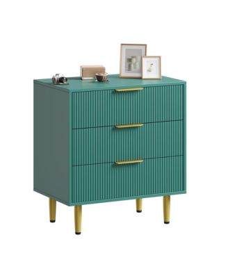 Modern Fluted Drawer Dresser Wood Chest of Drawers with Metal Handles and Legs, Storage Organizer Cabinet