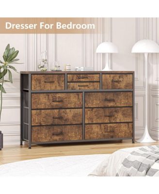10-Drawer Modern Fabric Dresser for Bedroom, Large Storage Chest, 45" TV Stand, Living Room, Hallway Organizer