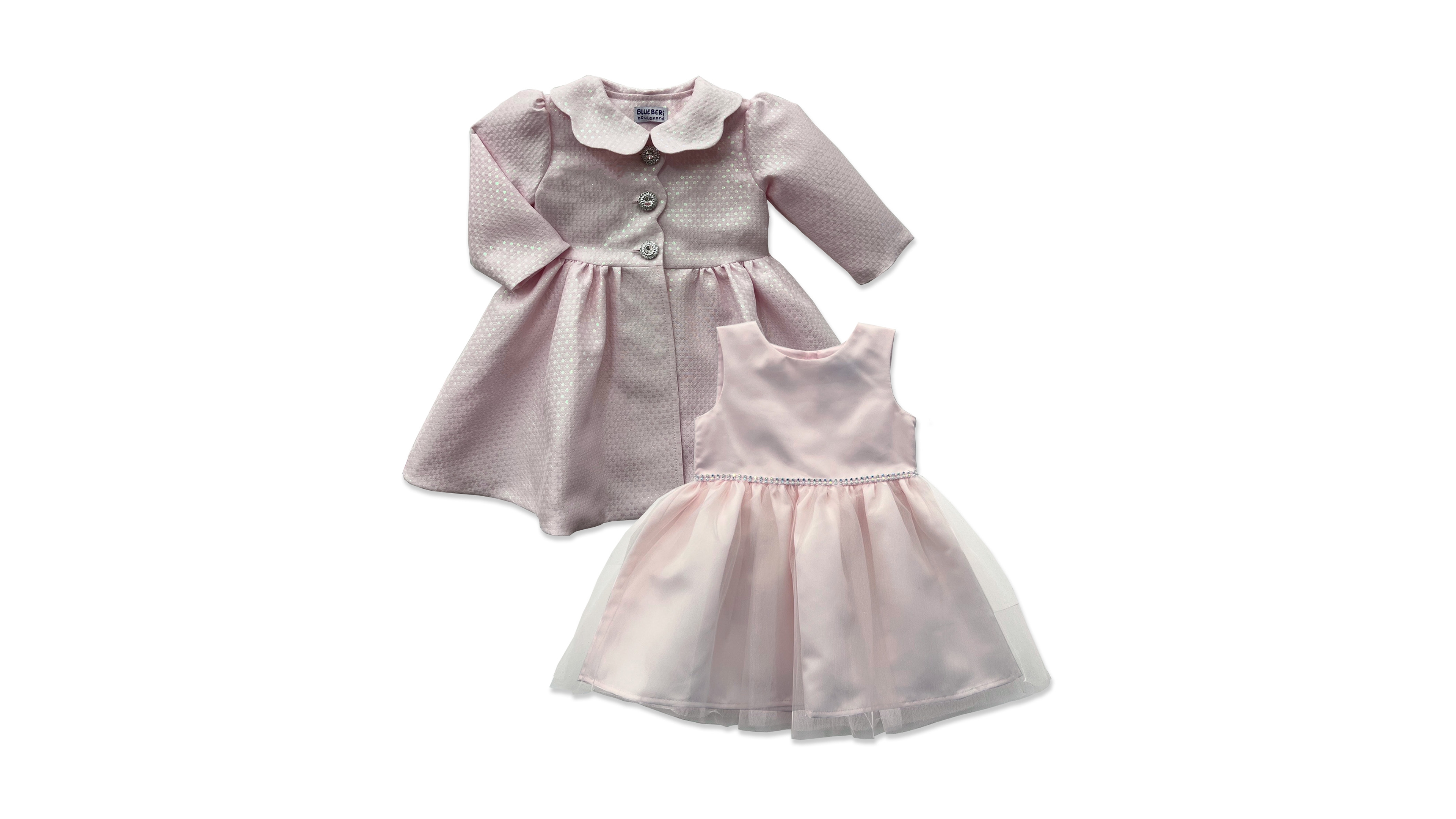 Blueberi Boulevard Baby Girls' Brocade Coat and Dress, 2-Piece Set