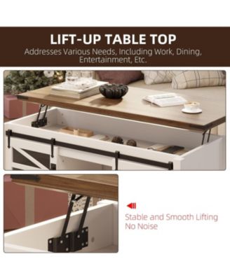 Lift-Top Coffee Table, 47.2" Rustic Wood, Multifunctional Convertible Center Table with Ample Storage, Living Room