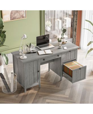 Vintage Executive Desk, Home Office Station, Student Table with Cabinet