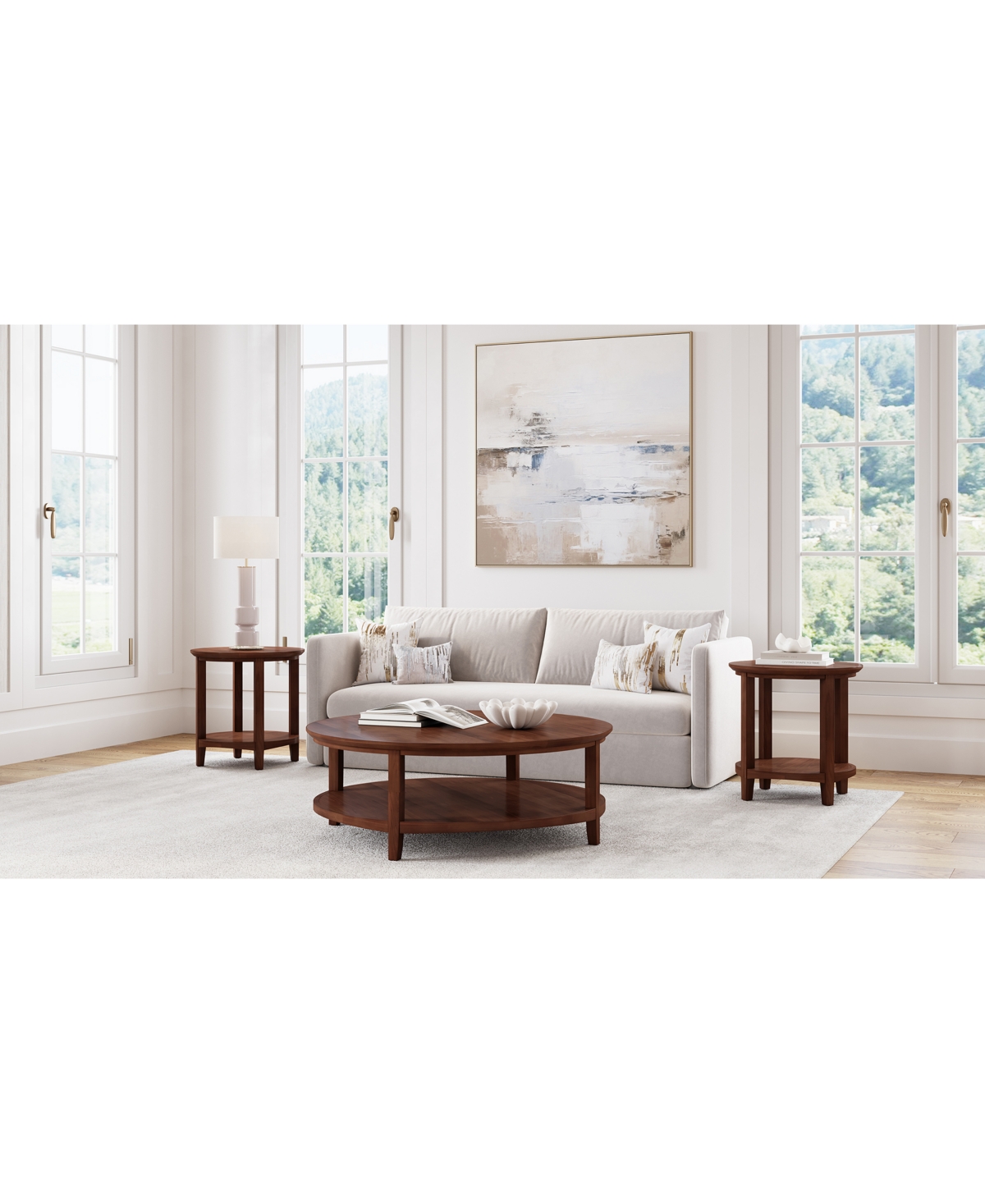Furniture Hedworth Round Coffee Table with 2 Round End Tables Set