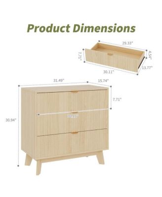 3-Drawer Mid Century Modern Dresser with Tall Fluted Waveform Drawers, Wood Organizer for Bedroom, Living Room, Hallway
