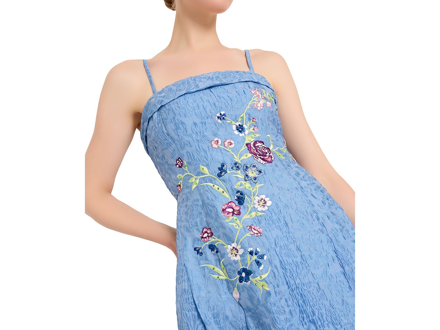 Женское платье Tahari ASL Zipper Floral Embroidered Midi, цвет: Riverside — фото 4