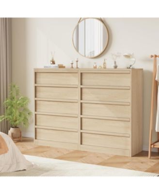 5-Drawer Modern Tall Wooden Dresser, Large Drawers, Storage Organizer for Bedroom, Living Room, Nursery