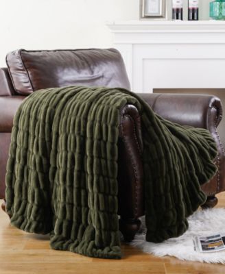 Luxurious Reversible Rabbit Faux Fur Throw, 60" x 80"