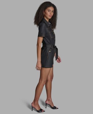 Women's Stretch Denim Button-Front Closure Romper