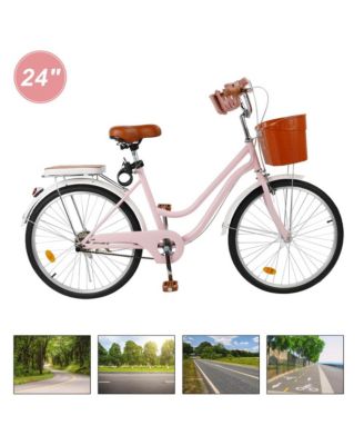 24-Inch Leisure Cruiser Bike with Low Step Frame, Passenger Seat & Removable Footrests