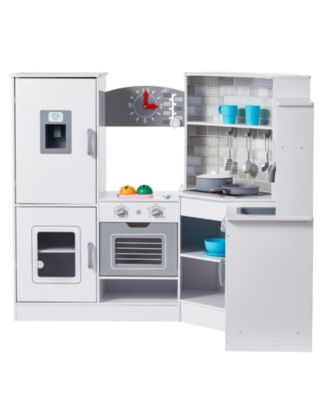 Corner Wooden Play Kitchen with Electronic Sounds & LED Display