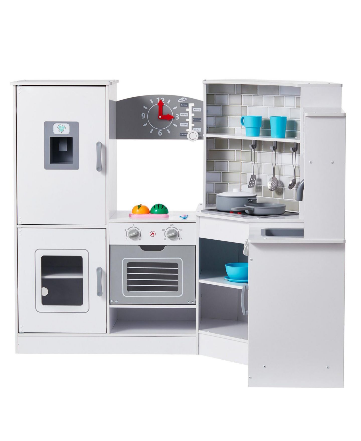 Детские игрушки SUGIFT Corner Wooden Play Kitchen with Electronic Sounds & LED Display, цвет: Белый — фото 7