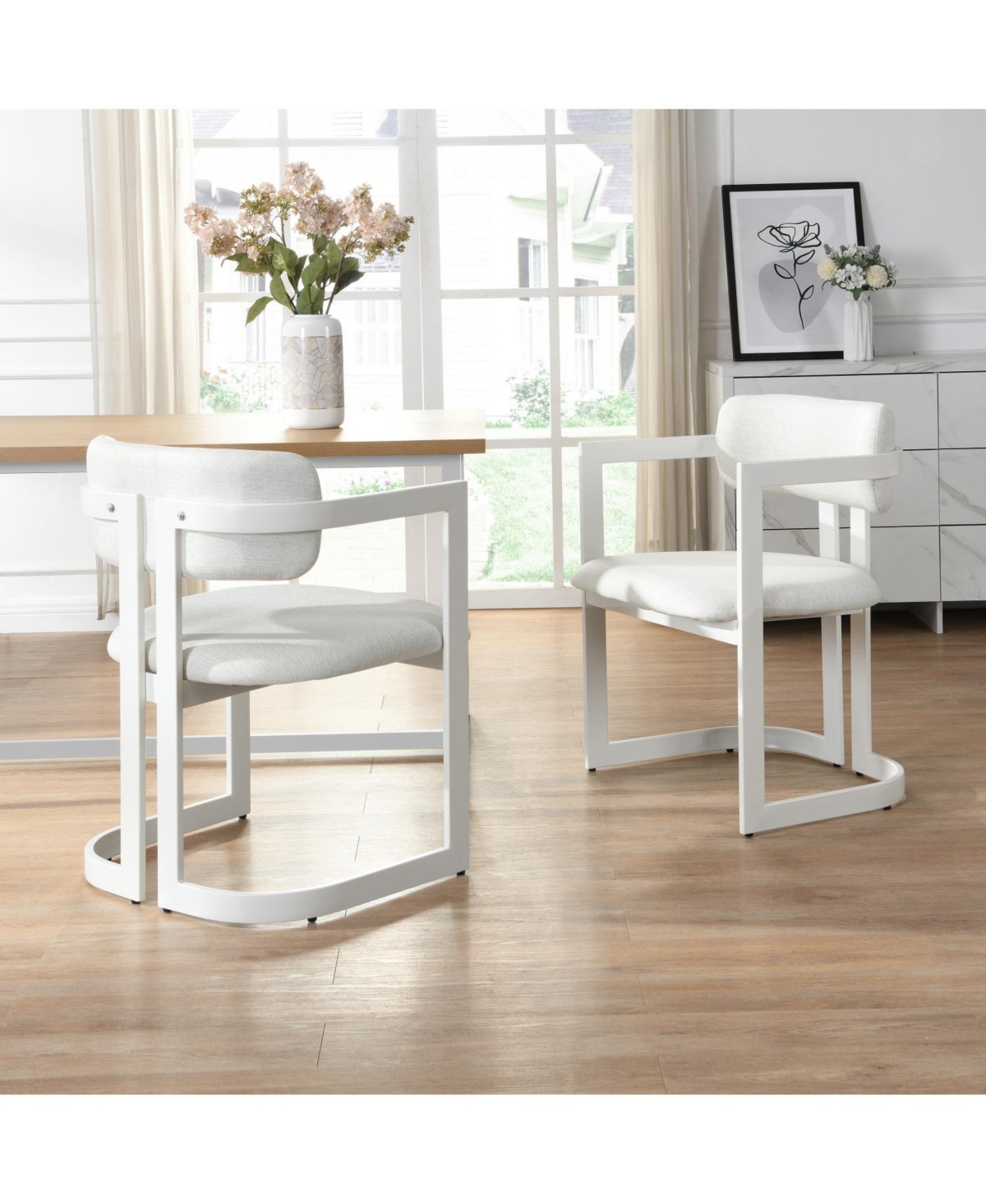 Streamdale Furniture + 2 Pc. Set + Fabric & Metal + Upholstered + Dining Chairs