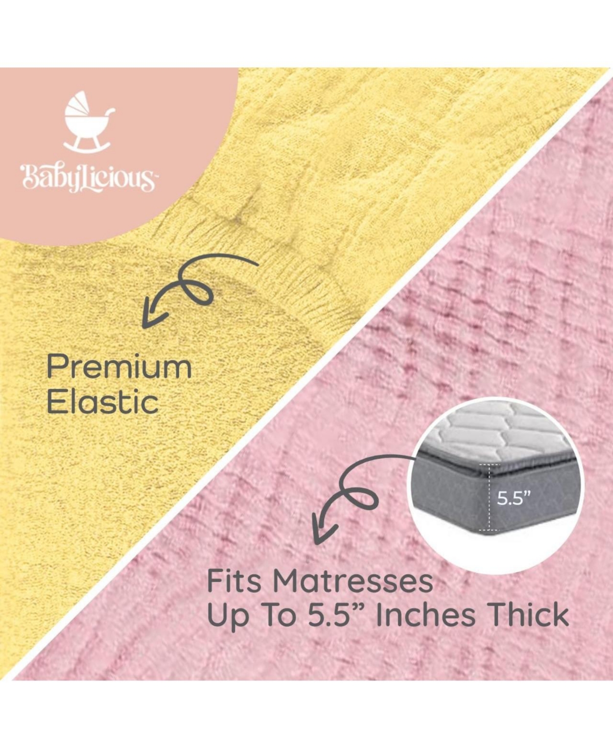 Babylicious Muslin Crib Sheets 2 Pack – 52"x28" Cotton Fitted Sheets for Crib & Toddler Bed