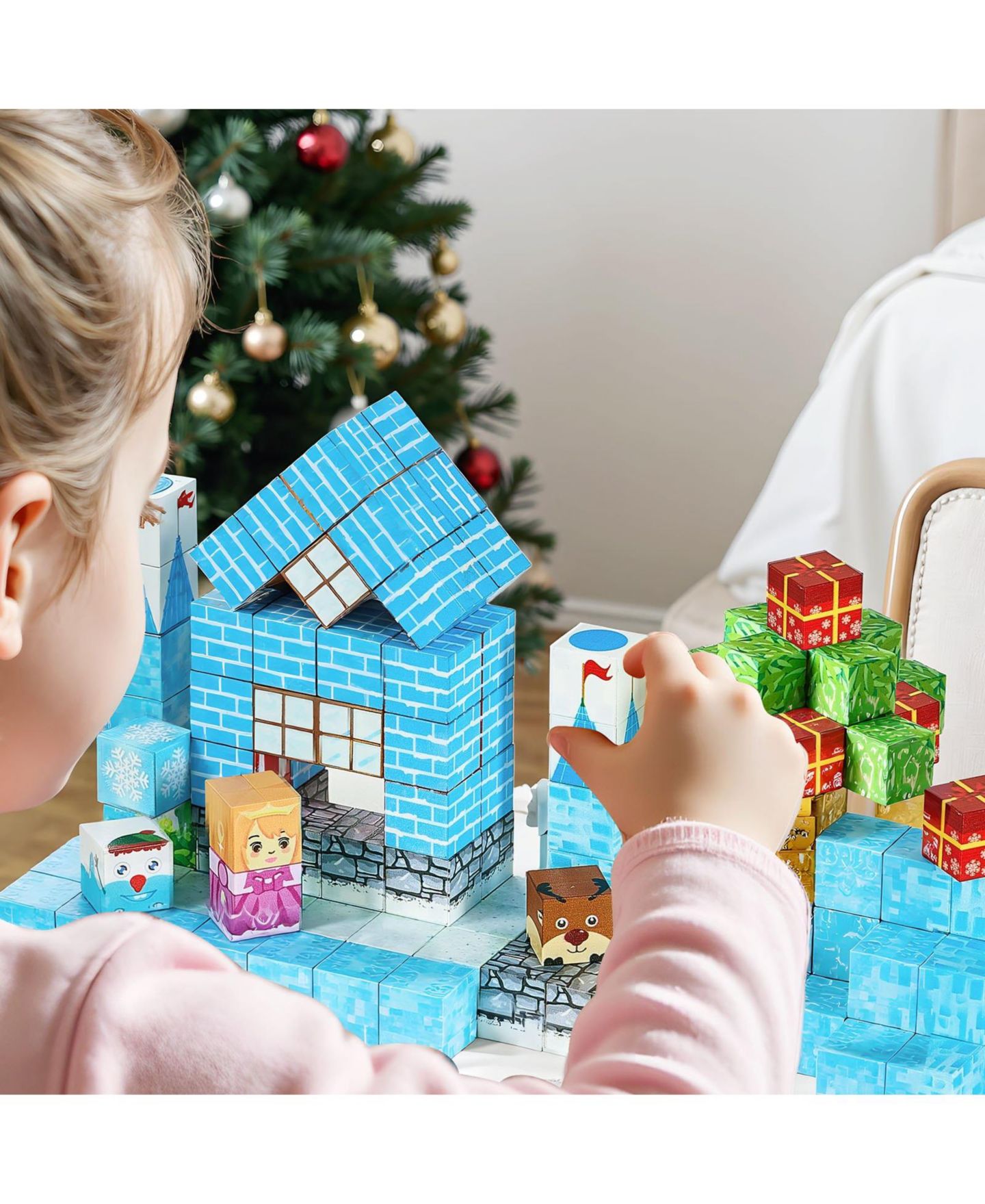 Детский конструктор Mecale Glacier Castle 150-Piece Magnetic Building Set, Ages 3+, цвет: Синий — фото 2