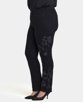 Plus Size Marilyn Straight Embroidery Jeans