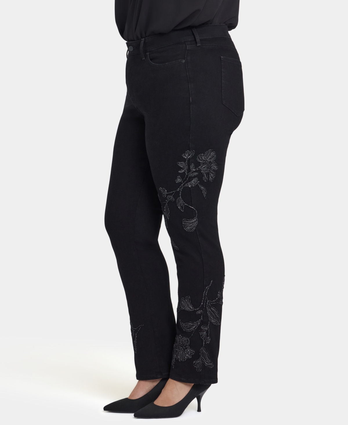 Nydj Plus Marilyn Straight Embroidery Jeans