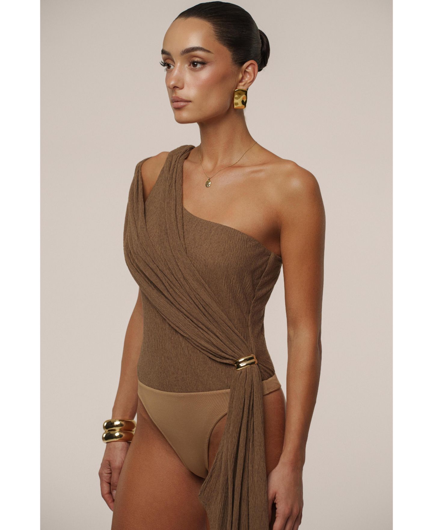 Боди Drape — JLUXLABEL, цвет: Коричневый — фото 9