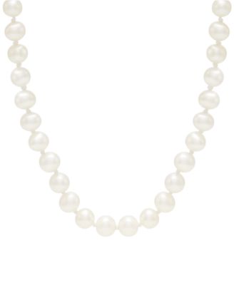 White Cultured Freshwater Pearl (5-6mm) Necklace in 14k Yellow Gold