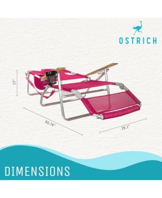 Original 3N1 Lightweight Outdoor Beach Lounge Chair with Footrest, Pink