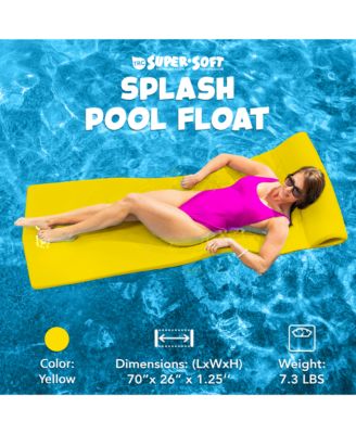 Splash 1.25" Thick Foam Swimming Pool Float Lounger Mat, Yellow