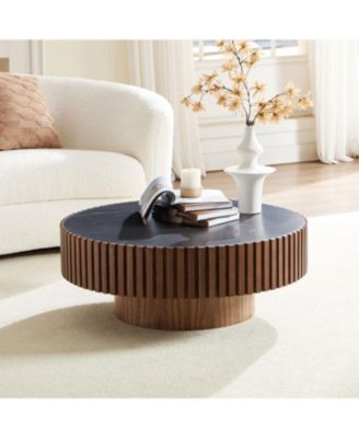  Nesting Round Sintered Stone Coffee Table - Walnut
