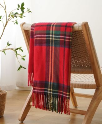 Yarn-Dyed Woven Plaid Fringe Throw, 60" x 50"