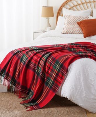Yarn-Dyed Woven Plaid Fringe Throw, 60" x 50"