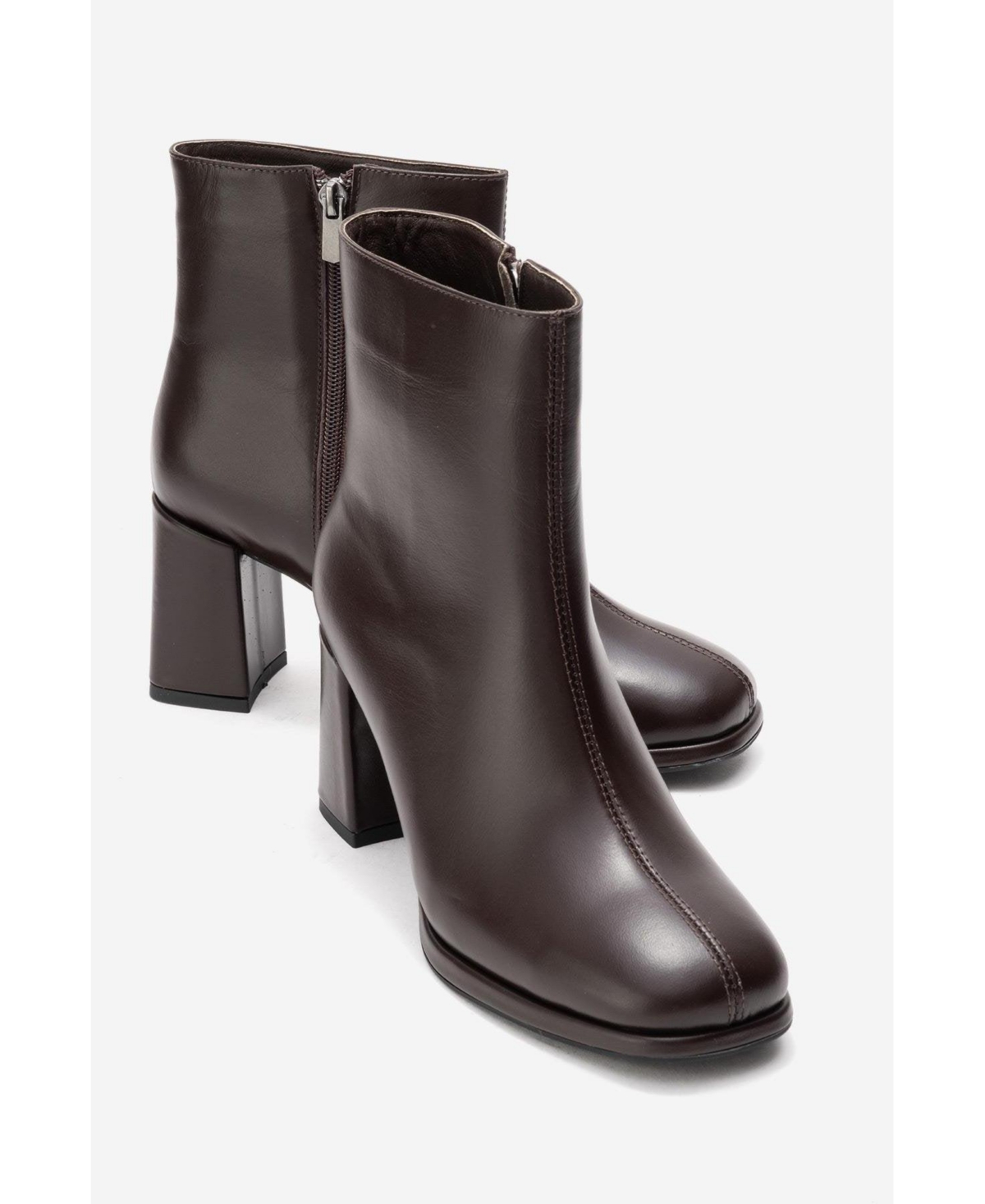 Forever & Always Women's Shoes Napoli Leather Block Heel Boot