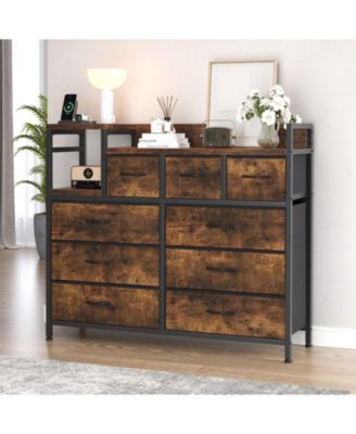 9-Drawer Modern Dresser with Charging Station, Heavy-Duty Storage Chest