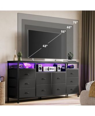 63.3 Inch Black Dresser for Bedroom, 10 Drawer Dresser, TV Stand, Large Storage Chest Organizer