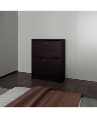 Ozzy Shoe Cabinet, 2 Tilt-Out Doors, Slim Design, Internal Supports, Modern Style, Wenge