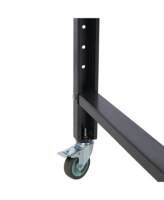 Adjustable Rolling Workbench with Rubber Wood Top (35" Wide