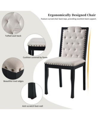 6-Piece Dining Table Set- 60" Table, 4 Tufted Chairs & Bench (Black)