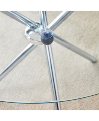 Unique Round Glass Dining Table with Silver Legs