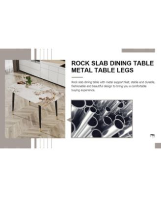 Streamdale Sintered Stone Dining Table, Black Metal Legs