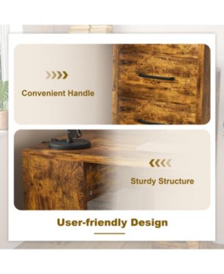 Streamdale Computer Desk with Socket, Drawers & Shelves - Carbonized Wood