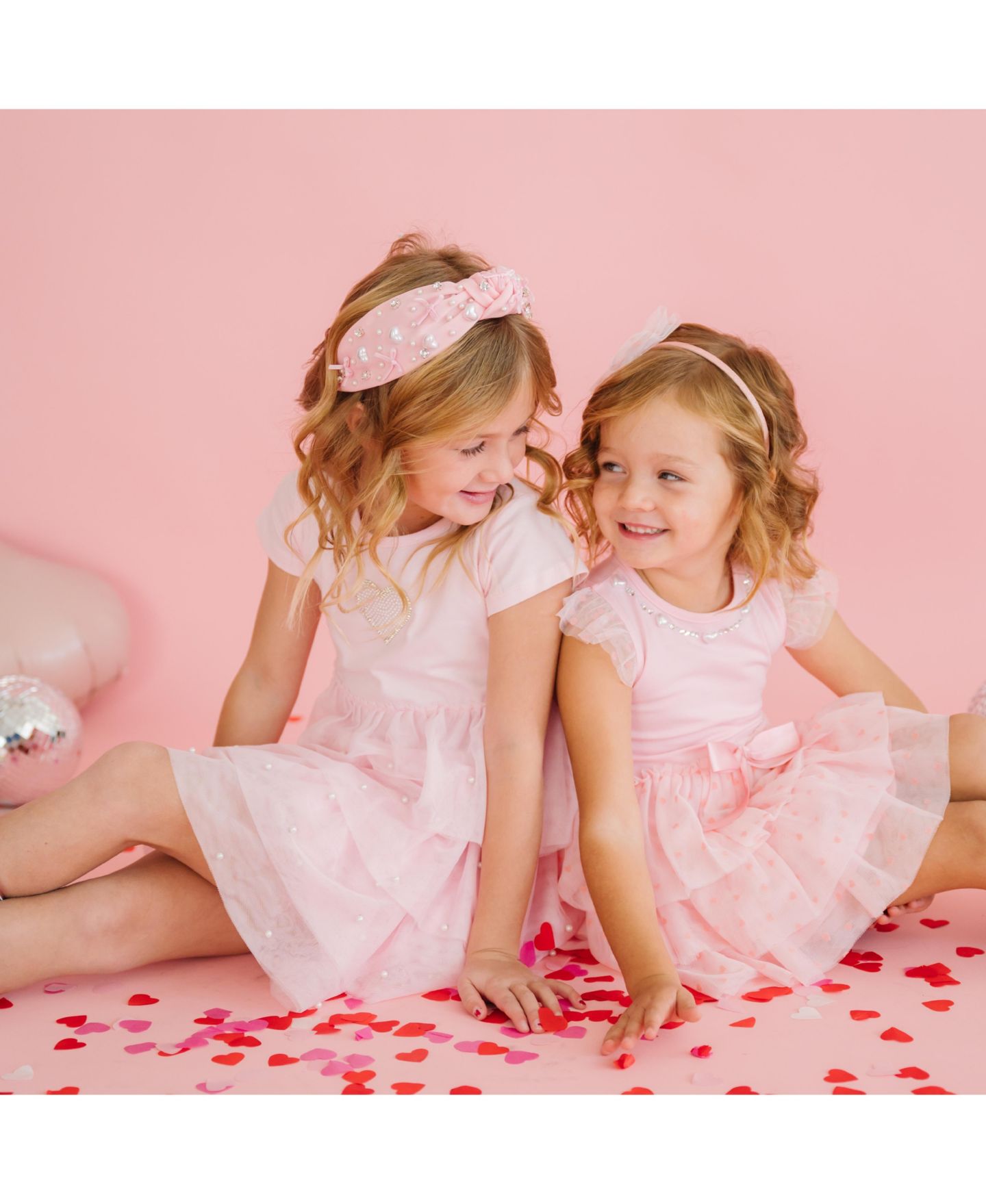 Платье Sweet Wink Pearl Heart Tiered Short Sleeve Tutu Dress для девочек-малышей, цвет: Мягкий розовый — фото 3