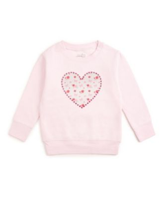 Big Girls Dainty Rose Pearl Heart Patch Sweatshirt