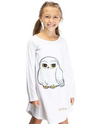 Girls Pajama Hedwig Owl Micro Raschel Fleece Long-Sleeve Hi-Lo Nightgown