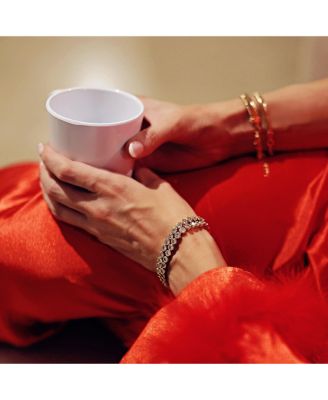 18K Gold Vermeil Bracelet with 5mm Bezel Set Simulated Diamonds