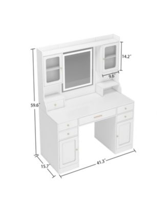 Streamdale Vanity Table Set with Mirror, 6 Drawers & Shelves